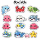 Kawaii Cute Sea Creatures Student Reward Stickers シール (正面)