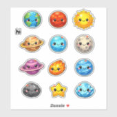 Kawaii Cute Space and Planets Student Reward シール (シート)