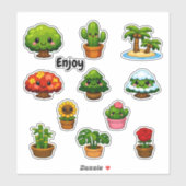 Kawaii Cute Trees and Plants Student Reward  シール (シート)