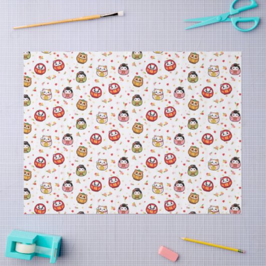 Kawaii daruma pattern 薄葉紙 (クラフト)