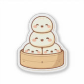 Kawaii Dim Sum Bamboo Steamer Dumplings シール (正面)
