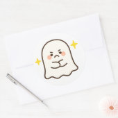 Kawaii Disapproving Ghost Sticker ラウンドシール (封筒)