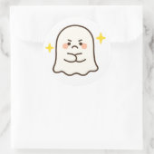 Kawaii Disapproving Ghost Sticker ラウンドシール (バッグ)