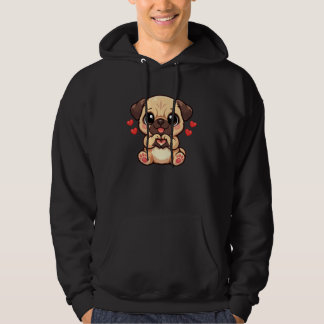 Kawaii Dog Hearts Cute Pug Lover パーカ
