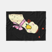 Kawaii Duck Rose Heart Bow Valentine Day Cute Anim フリースブランケット (正面(横))