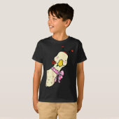 Kawaii Duck Rose Heart Bow Valentine Day Cute Anim Tシャツ (正面フル)