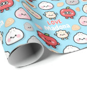 Kawaii Dumpling Apple Food Pattern Frame ラッピングペーパー (ロールコーナー)