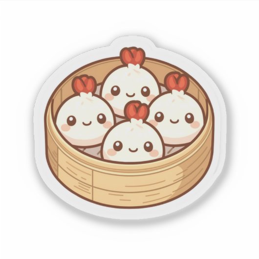 Kawaii Dumpling Bamboo Basket Art   シール (正面)