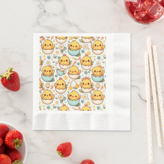 Kawaii Easter Chick Napkins – Cute Baby Chick  縁ありランチョンナプキン (インサイチュ)