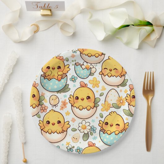 Kawaii Easter Chick Paper Plates ペーパープレート (ウェディング)