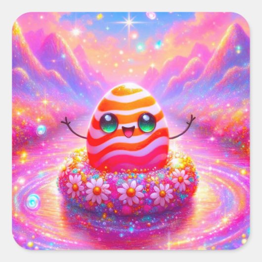 Kawaii Easter Stickers スクエアシール (正面)