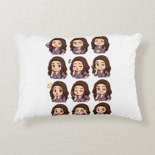 Kawaii Expression Throw Pillow – Boss Babe Vibes アクセントクッション (正面)