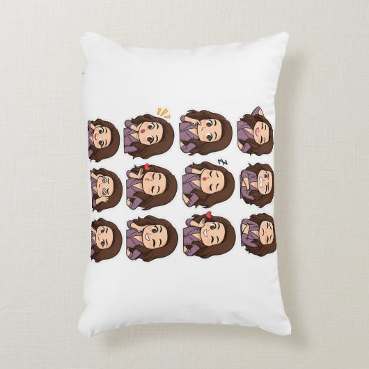 Kawaii Expression Throw Pillow – Boss Babe Vibes アクセントクッション (正面(垂直))