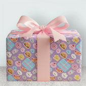 Kawaii Fast Food Cheese Pattern Frame ラッピングペーパー