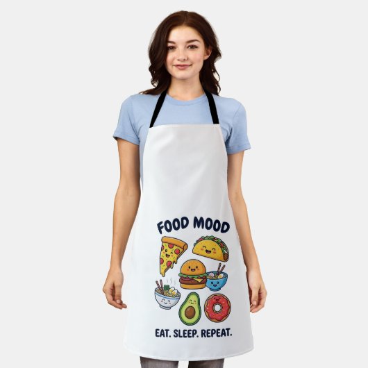 Kawaii Fast Food Mood Patterns エプロン (着用した状態)