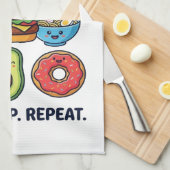 Kawaii Fast Food Mood Patterns キッチンタオル (四つ折り)