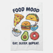 Kawaii Fast Food Mood Patterns キッチンタオル (縦)