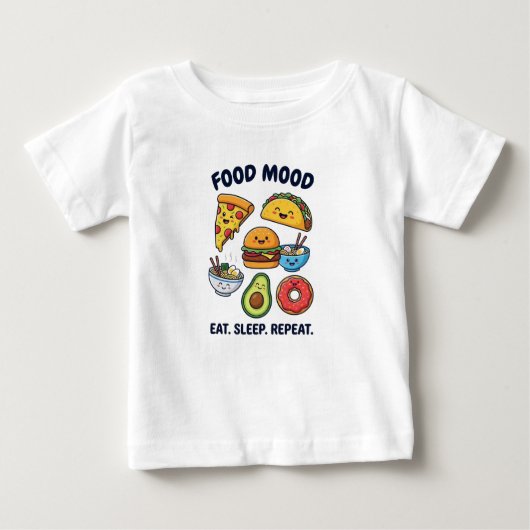 Kawaii Fast Food Mood Patterns ベビーTシャツ (正面)