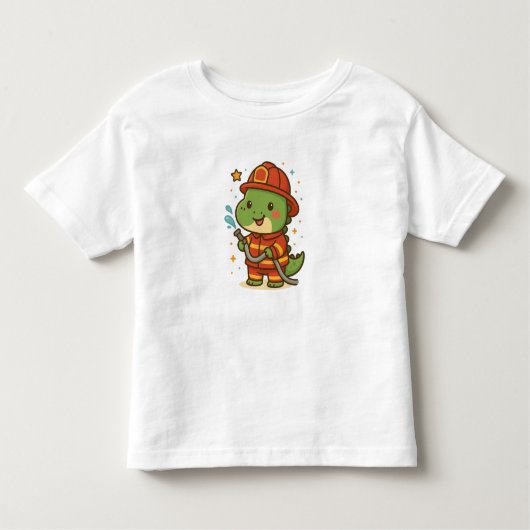 Kawaii Firefighter Dinosaur – Cute Dino Jobs トドラーTシャツ (正面)
