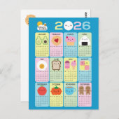 Kawaii Food 2026 Calendar ポストカード (正面/裏面)