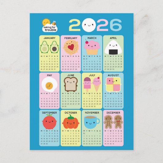 Kawaii Food 2026 Calendar ポストカード (正面)