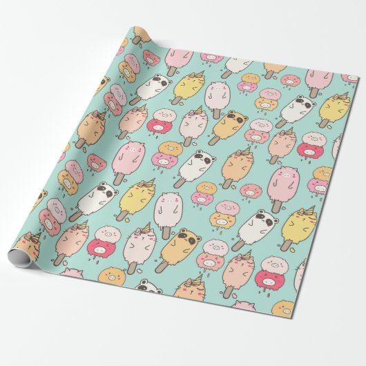 Kawaii Food Wrapping Paper ラッピングペーパー (アンロールド)
