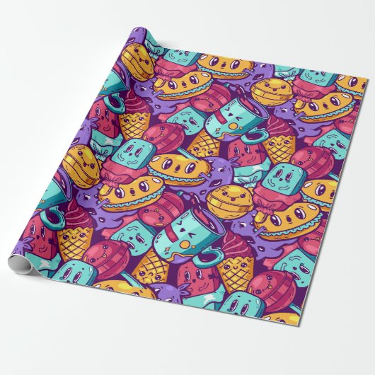 Kawaii Food Wrapping Paper ラッピングペーパー (アンロールド)