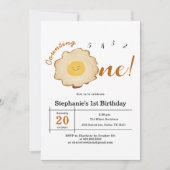 Kawaii Fried Egg 1st Birthday 招待状 (正面)