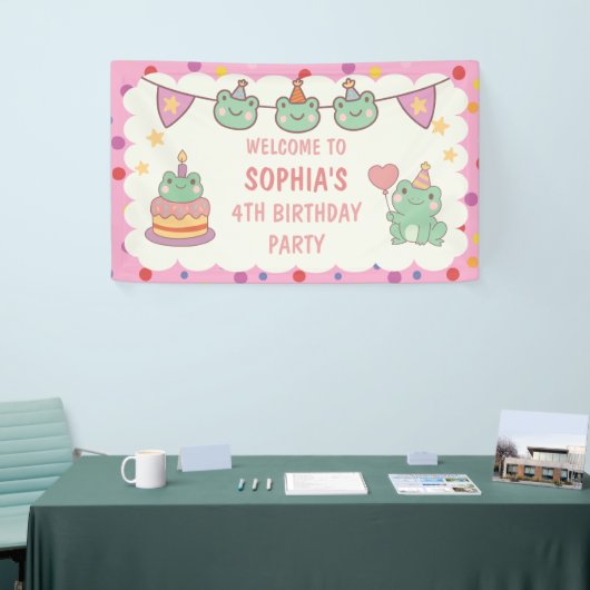 Kawaii Frog Custom Birthday 横断幕 (トレードショー)