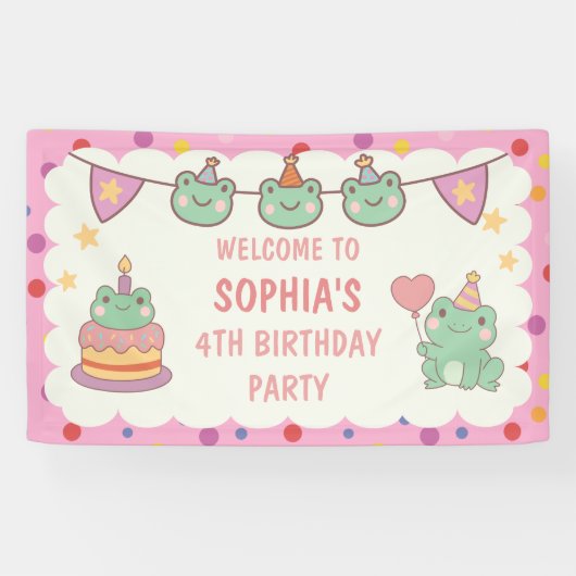 Kawaii Frog Custom Birthday 横断幕 (横)