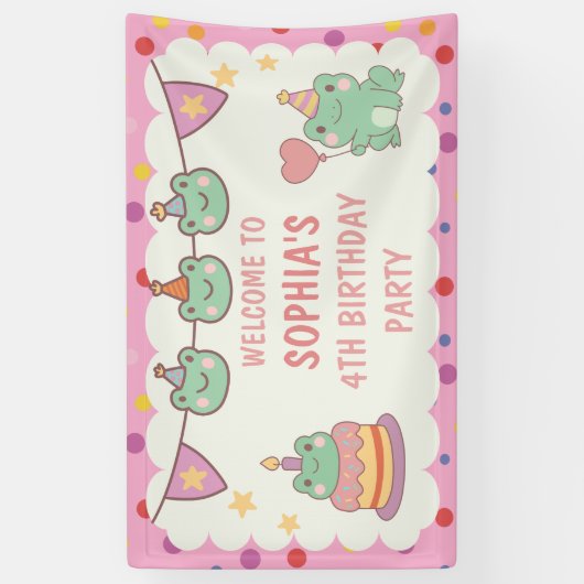 Kawaii Frog Custom Birthday 横断幕 (縦)