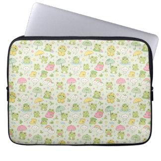 Kawaii Frog Rainy Day Pattern Wrapping  ラップトップスリーブ