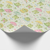 Kawaii Frog Rainy Day Pattern Wrapping Paper ラッピングペーパー (角)
