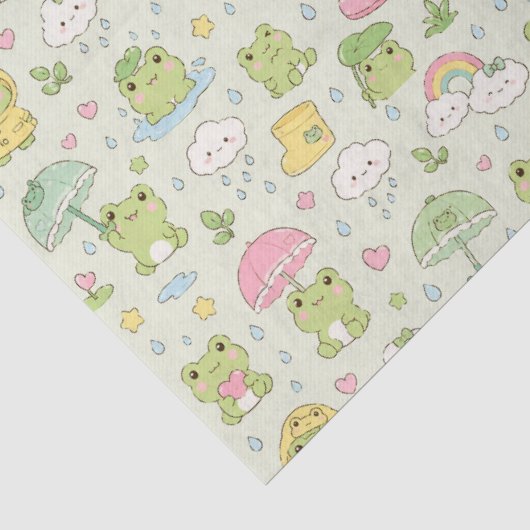 Kawaii Frog Rainy Day Pattern Wrapping Paper 薄葉紙 (詳細)