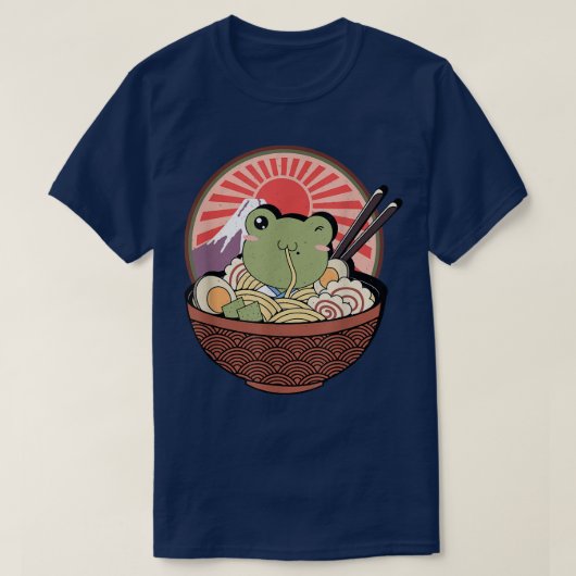 Kawaii Frog Ramen Japanese Noodle Anime Frog Kids  Tシャツ (デザイン正面)
