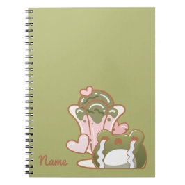 Kawaii Frog with Matcha Cake Personalized Note ノートブック