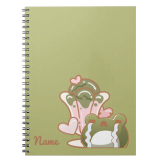 Kawaii Frog with Matcha Cake Personalized Note ノートブック