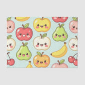 Kawaii Fruit Seamless Pattern Cute Cartoon 薄葉紙 (正面)