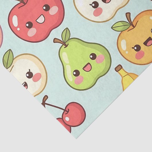 Kawaii Fruit Seamless Pattern Cute Cartoon 薄葉紙 (詳細)