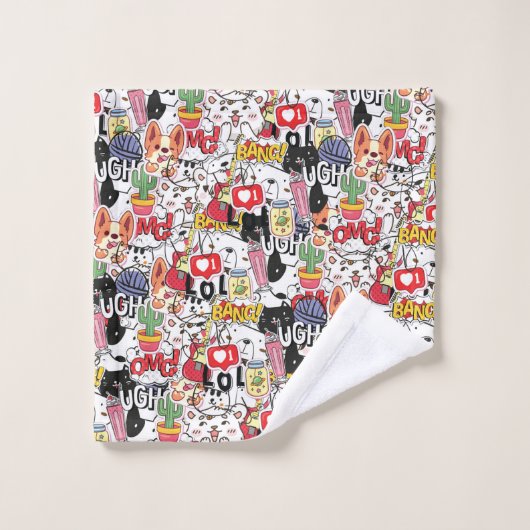 kawaii funny pet design - cute animal lover  ウォッシュタオル (ウォッシュタオル)