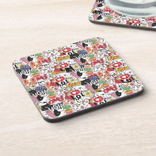 kawaii funny pet design - cute animal lover  コースター (左側)