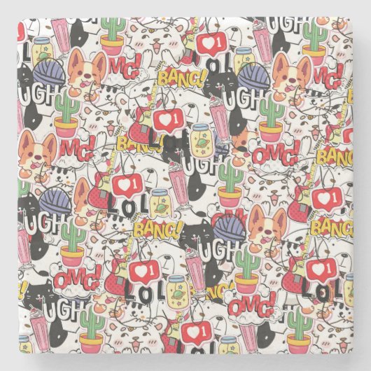 kawaii funny pet design - cute animal lover  ストーンコースター (正面)