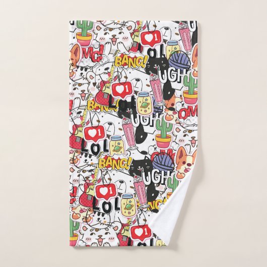 kawaii funny pet design - cute animal lover  ハンドタオル (ハンドタオル)