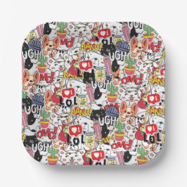 kawaii funny pet design - cute animal lover  ペーパープレート