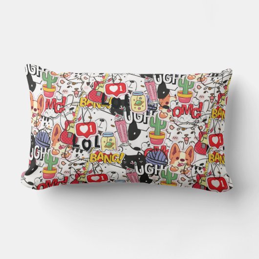 kawaii funny pet design - cute animal lover  ランバークッション (正面)