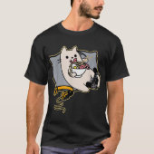 Kawaii Gamer Cat Eating Ramen Tシャツ (正面)