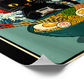 Kawaii Gamer Cat Ramen Retro Japanese Funny Cat Ga ポスター (角)