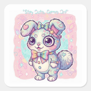 Kawaii Gamer Monster🌈Custom Gamer Gift for Her スクエアシール