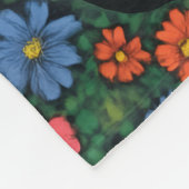 Kawaii Garden Art | Cute Black Cat Floral Pattern フリースブランケット (角)