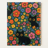 Kawaii Garden Art | Cute Black Cat Floral Pattern プランナー手帳 (裏面)